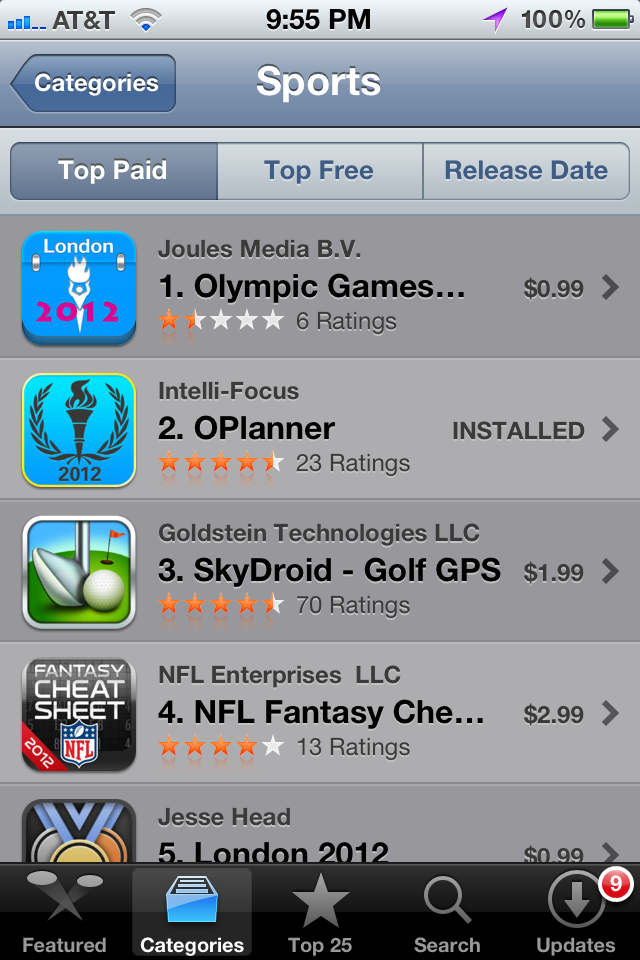 OPlanner 2012 App Store listing