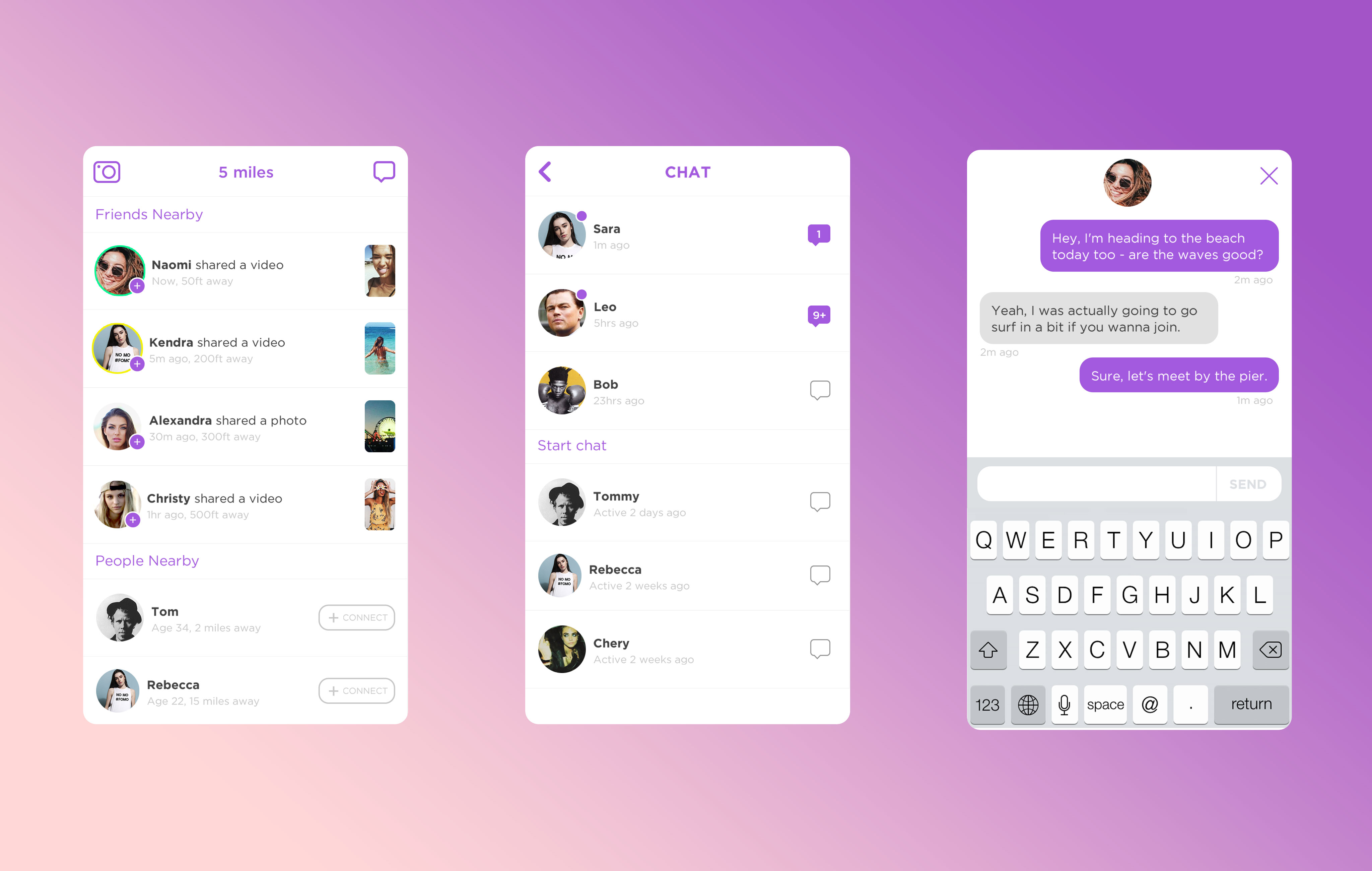 Pinwheel discovery and location based chat features