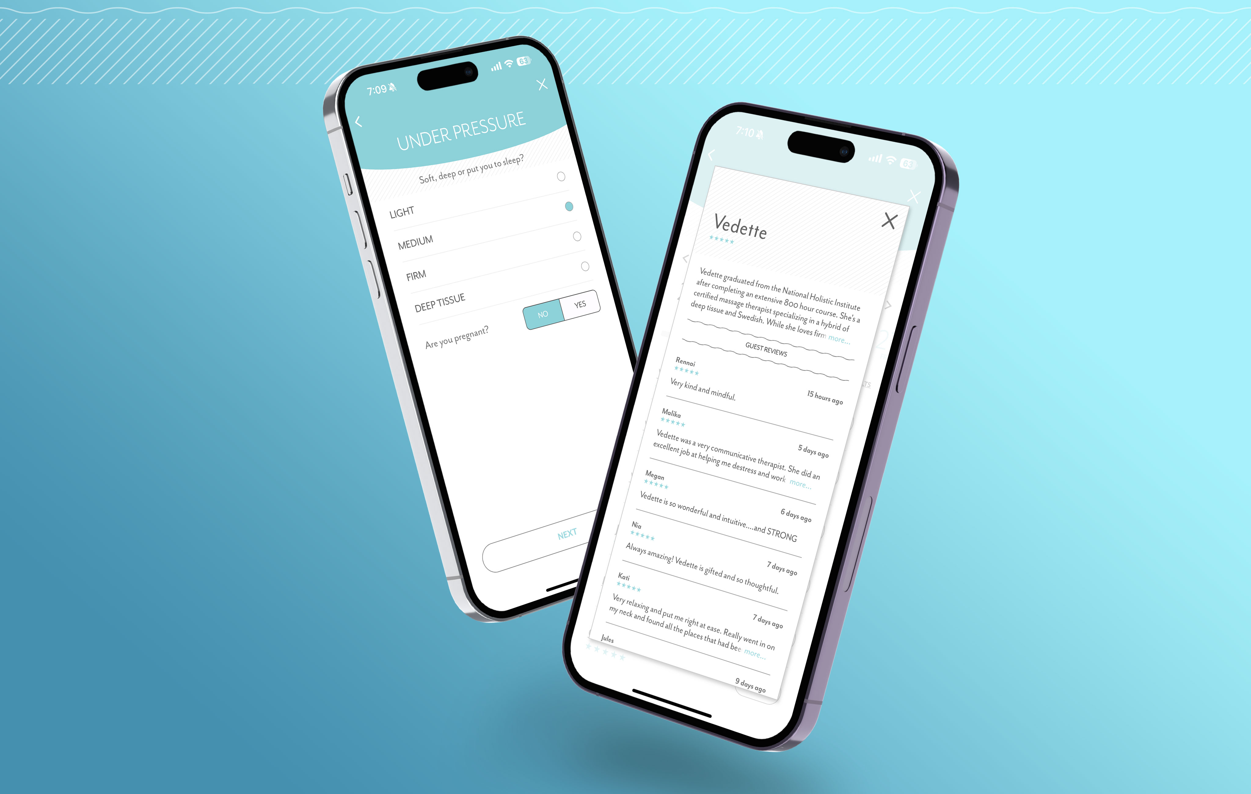 Squeeze mobile app interface screens